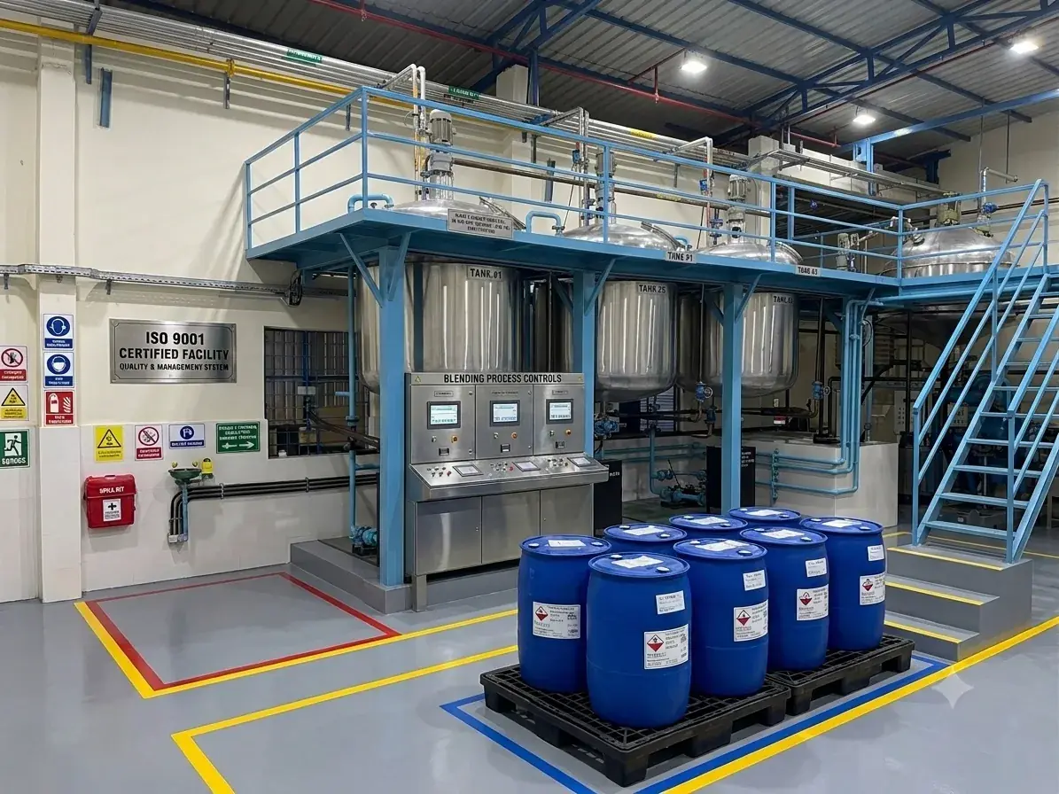 Inside the MniGlobal blending facility, GIDC Matar